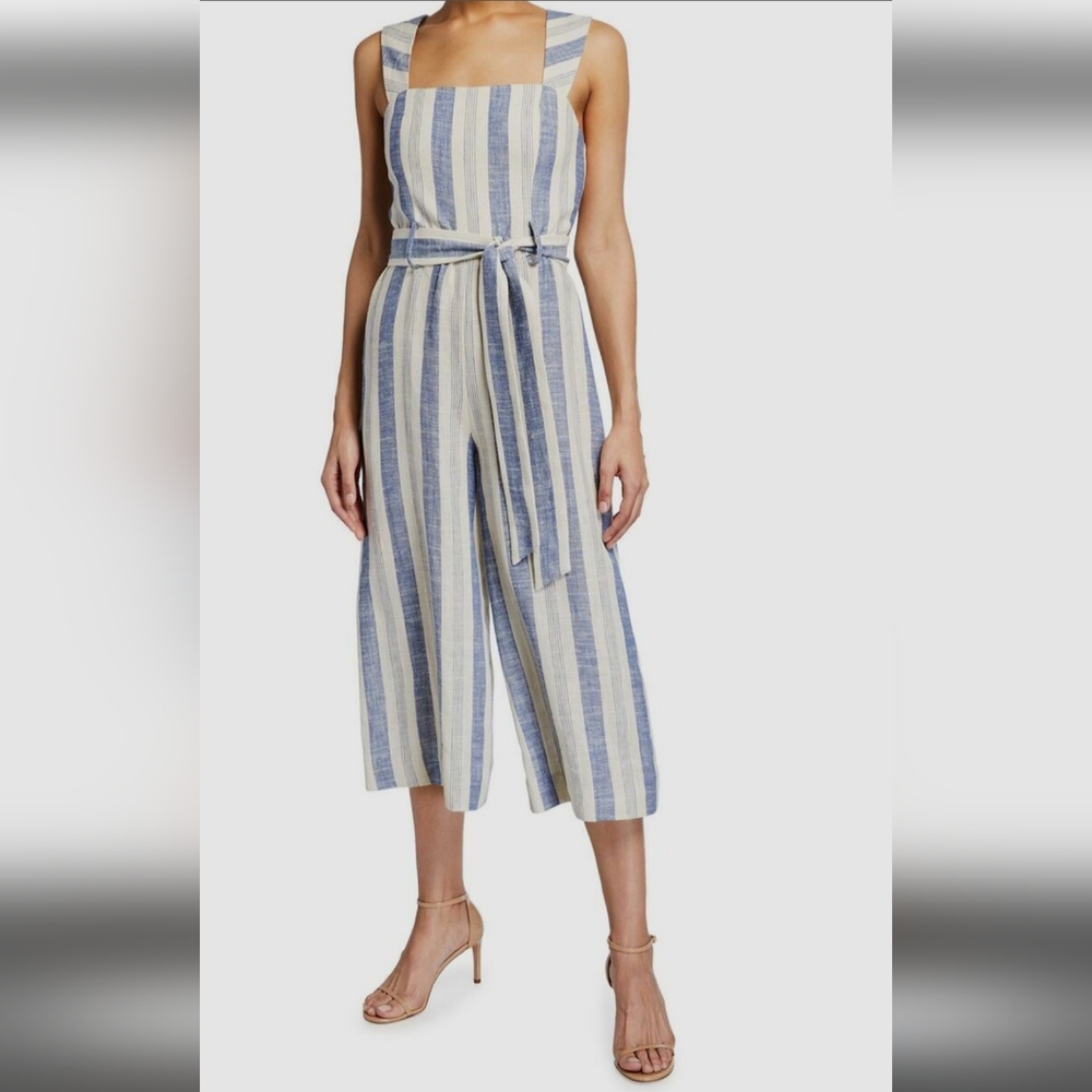 Striped Blue and Cream Jumpsuit